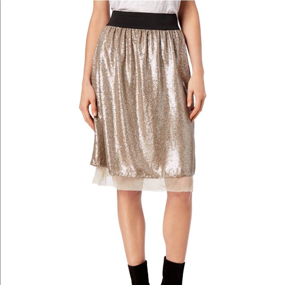 Free People Sequined Flashing Light Midi Skirt - Picture 2 of 4